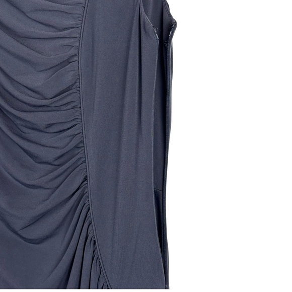 CALVIN KLEIN GRAY GATHERED FITTED SLIT CUTOUT FLOOR LENGTH EVENING GOWN DRESS - Picture 9 of 11